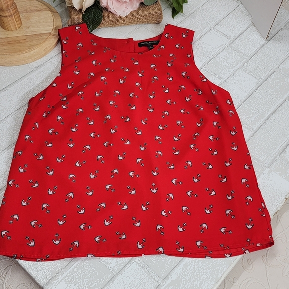 Banana Republic Tops - Banana Republic Red Top with Bird Pattern
